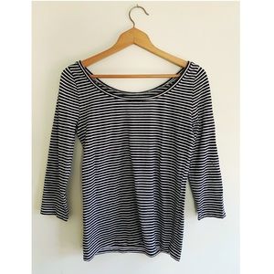 Parisian J. Crew Black/White Scoop Neck Tee